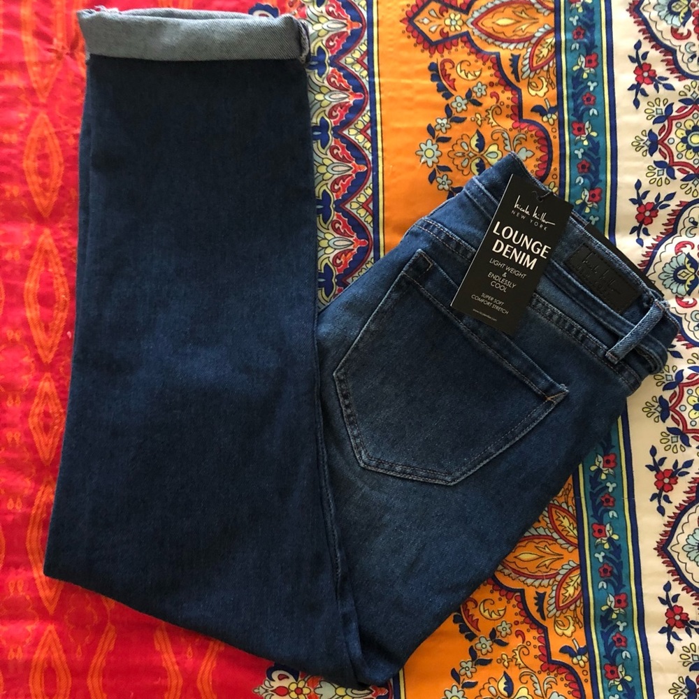 NICOLE MILLER 'NY' BOYFRIEND JEANS.WAIST-TIE,SOFT,LIGHTWEIGHT, LOUNGE DENIM.NWT!